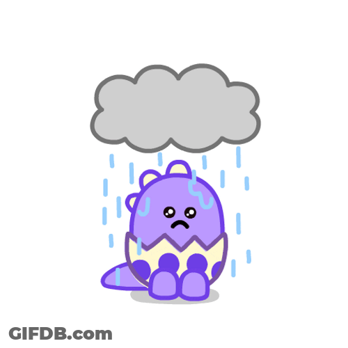 Rain Water Pouring Crying Purple Dinosaur GIF