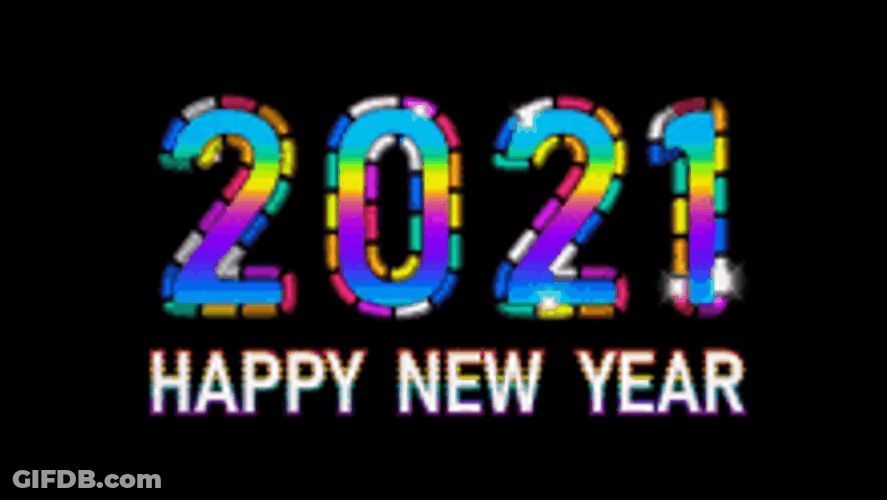 Rainbow Animated Text Happy New Year 2021 GIF