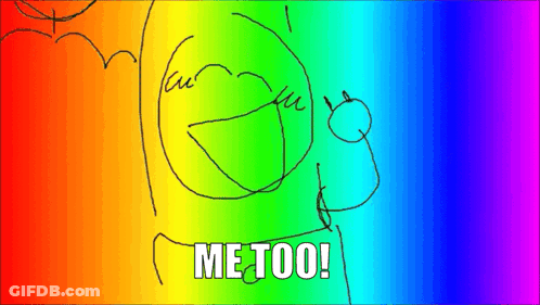 Rainbow Background Man Saying Me Too GIF
