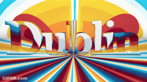 Rainbow Background With Word Dublin GIF