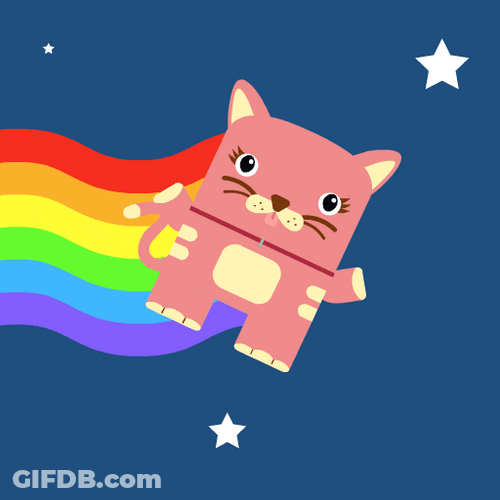 Rainbow Cat Flapping Away GIF