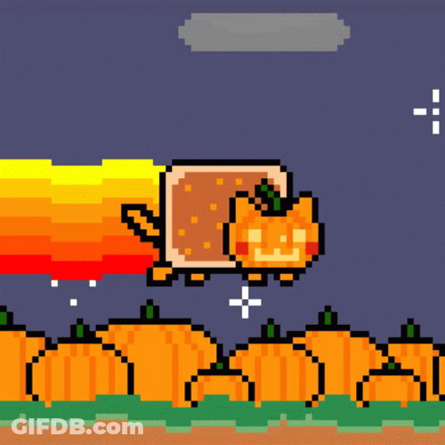 Rainbow Cat Halloween Ride GIF