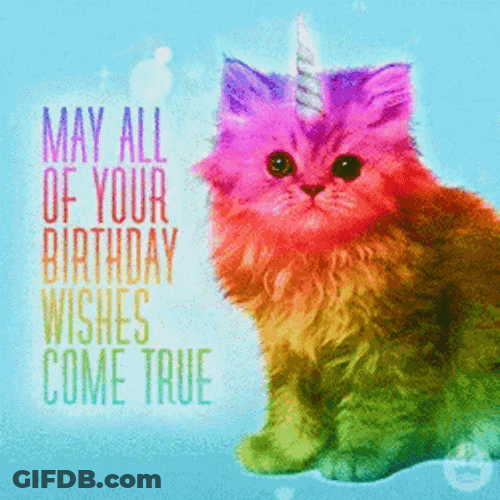 Rainbow Cat Happy Birthday Unicorn Horn GIF