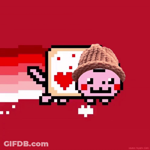 Rainbow Cat Heart Pixel Art GIF