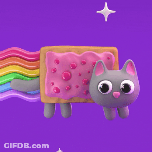 Rainbow Cat Leaping On Space GIF