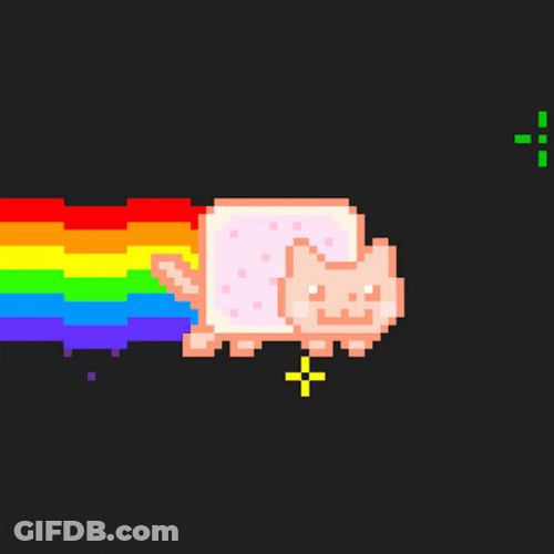 Rainbow Cat Running In Space GIF