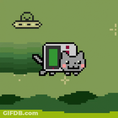 Rainbow Cat Spaceship Voyage GIF