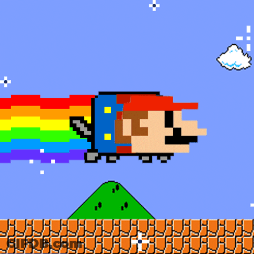 Rainbow Cat Super Mario Head GIF