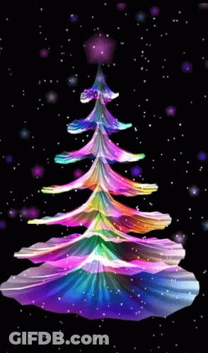 Rainbow Christmas Tree With Snow GIF