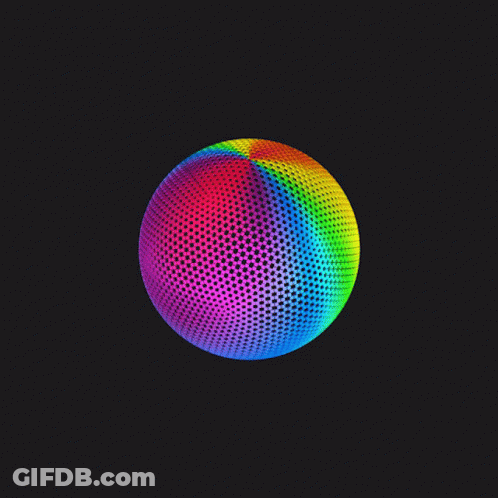 Rainbow Colored Ball Exploding Into Pieces GIF