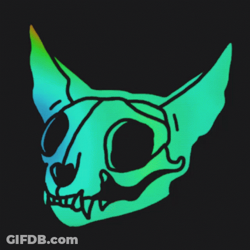 Rainbow Colored Cat Skull GIF