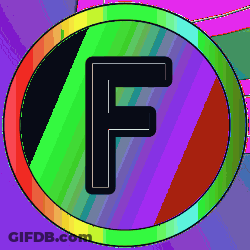Rainbow Colored Circle With Letter F Inside GIF