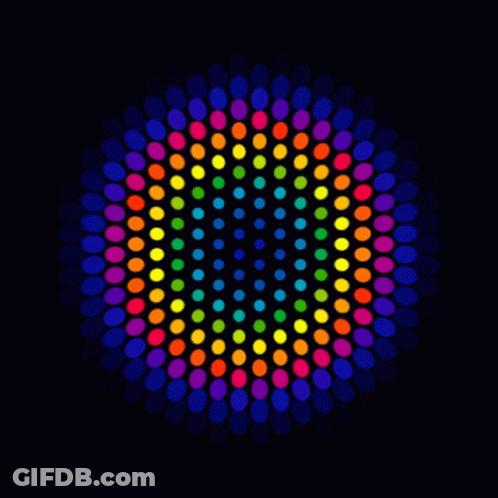 Rainbow Colored Circles On Black Background GIF