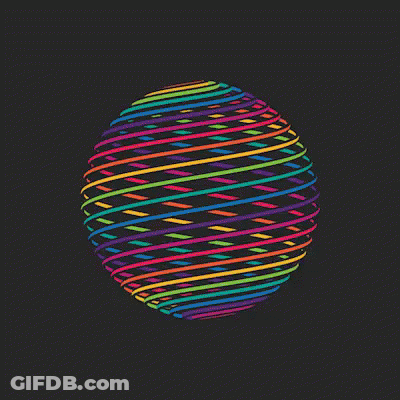 Rainbow Colored Sphere On Dark Background GIF