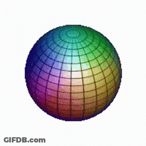 Rainbow Colored Sphere With Grid GIF