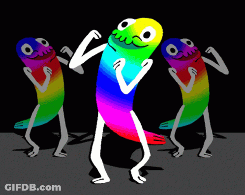 Rainbow Colored Worm Dancing GIF