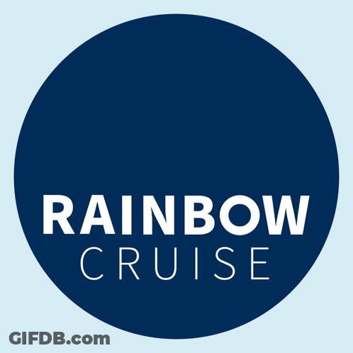 Rainbow Cruise Logo With Eggplant And Apple GIF