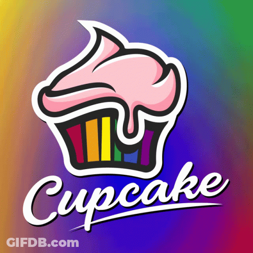 Rainbow Cupcake With Pink Frosting GIF