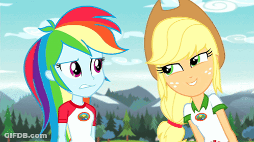 Rainbow Dash And Applejack Standing GIF