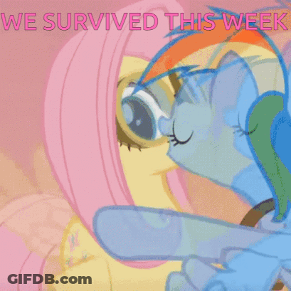 Rainbow Dash And Fluttershy Hugging We Survived This Week GIF
