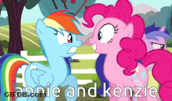 Rainbow Dash And Pinkie Pie From My Little Pony Are Standing Next To Each Other In A Field GIF