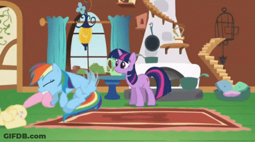 Rainbow Dash Drags Fluttershy GIF