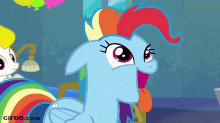 Rainbow Dash Excited Sticking Out Tongue GIF