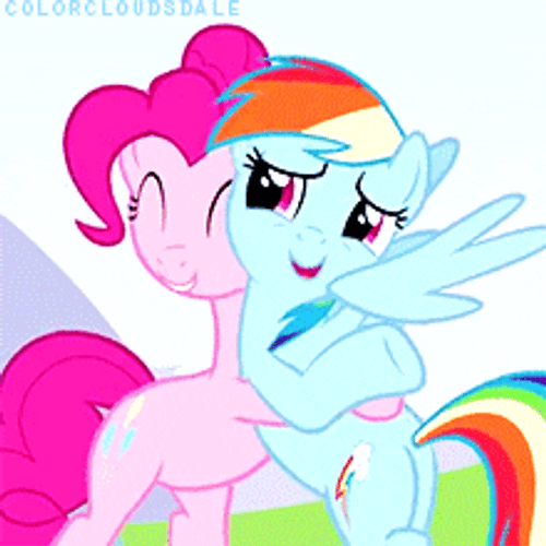 Rainbow Dash Pinkie Pie Hugging GIF