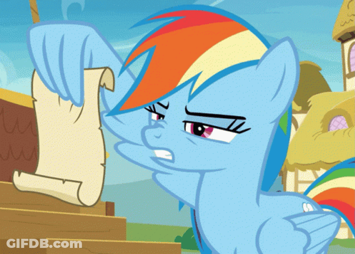 Rainbow Dash Reading Long List GIF