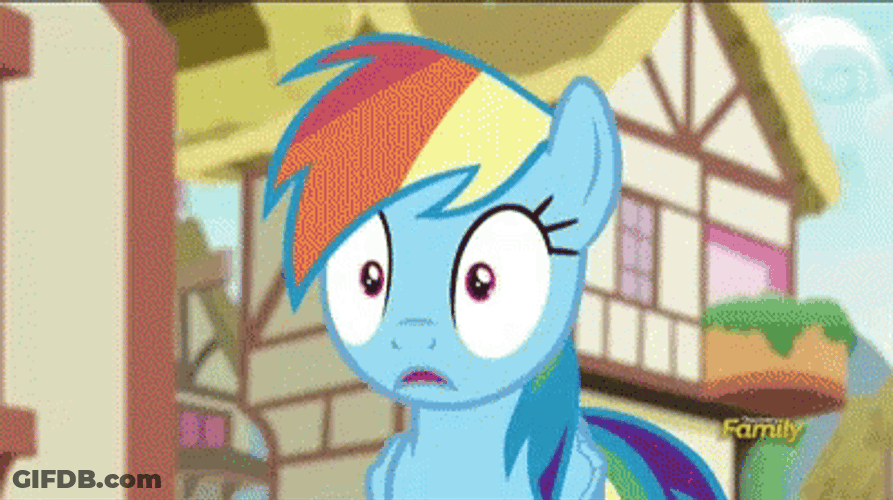 Rainbow Dash Shocked And Slowly Smiling GIF