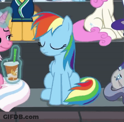 Rainbow Dash Sitting With Coffee GIF