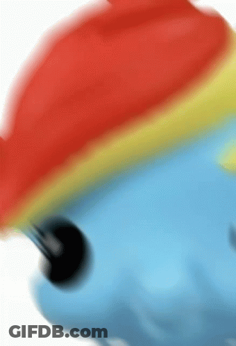 Rainbow Dash Toy With Red Hat GIF