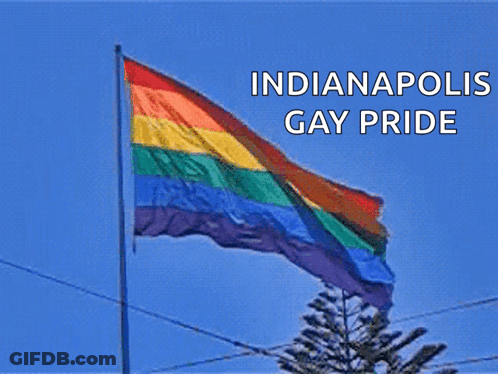 Rainbow Flag Flying With Indianapolis Gay Pride GIF