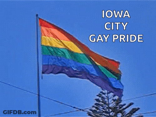 Rainbow Flag Flying With Iowa City Gay Pride GIF