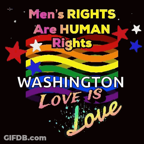 Rainbow Flag Men's Rights Are Human Rights Washington Love Is Love GIF