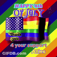 Rainbow Flag Saying Happy 4Th Of July GIF