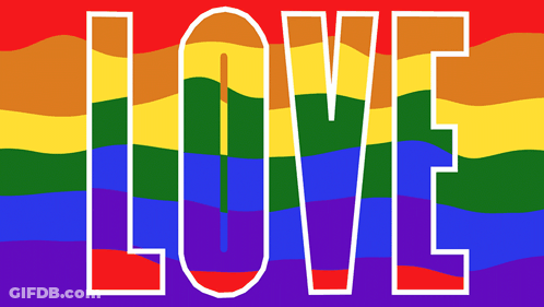Rainbow Flag With Love In White GIF