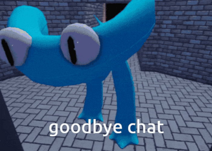 Rainbow Friends Cyan Goodbye Chat GIF
