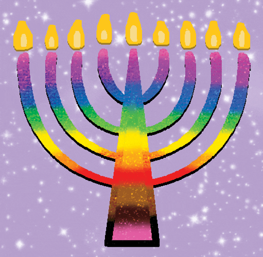 Rainbow Hanukkah Candle GIF
