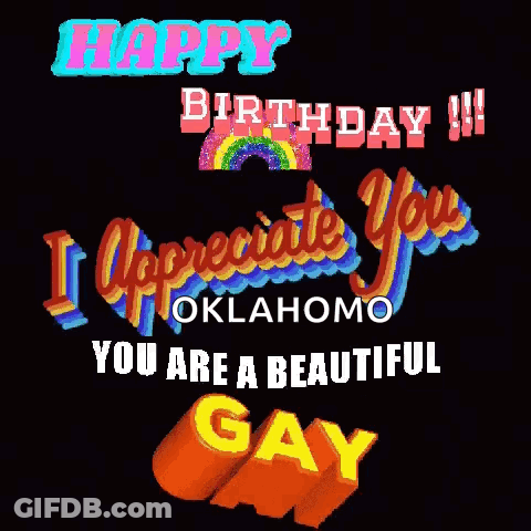 Rainbow Happy Birthday Oklahoma GIF