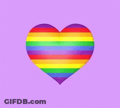 Rainbow Heart On Purple Background GIF
