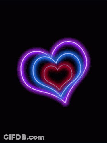 Rainbow Heart Surrounded By Hearts GIF