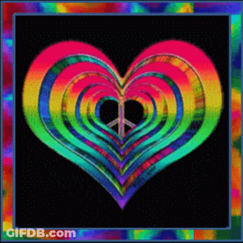 Rainbow Heart With Peace Sign GIF
