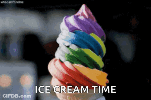 Rainbow Ice Cream Cone Ice Cream Time GIF