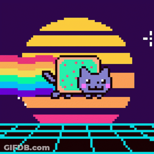 Rainbow Moon Cat Strolling GIF