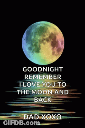 Rainbow Moon With Goodnight I Love You GIF