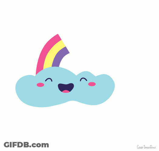 Rainbow Moving Happy Cloud GIF