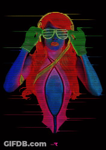 Rainbow Of Colored Lines On Black Background GIF