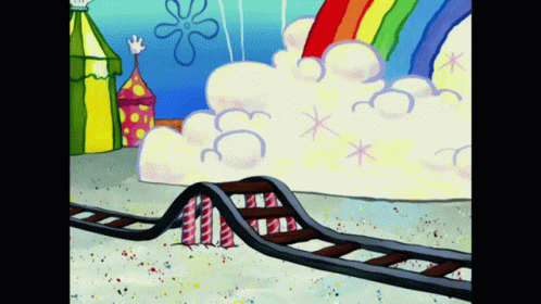 Rainbow Roller Coaster With Clouds GIF
