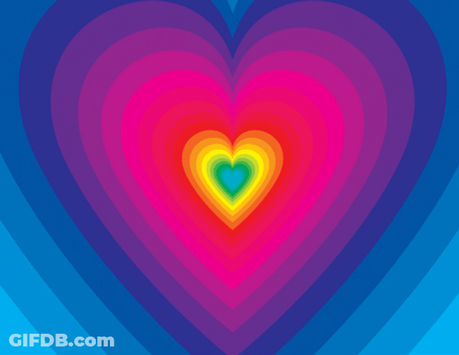 Rainbow Rotating Heart Tunnel GIF